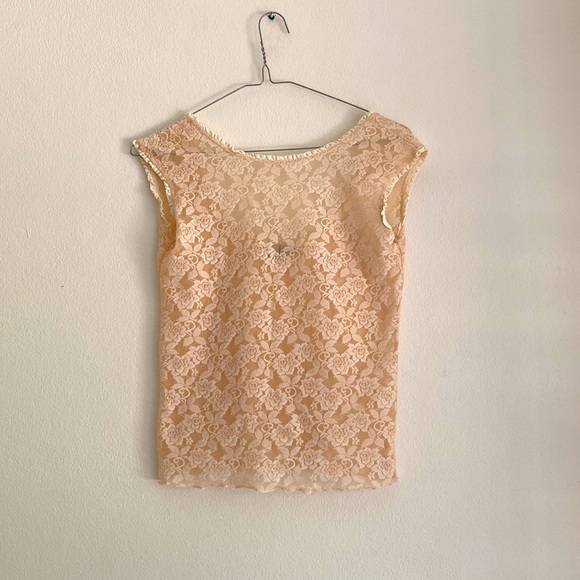 Jigsaw Tops - Jigsaw- women’s lace rose pink/cream coloured top